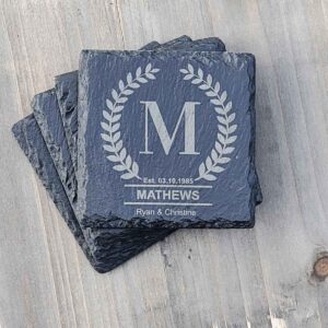 Wreath Slate Anniversary Coasters