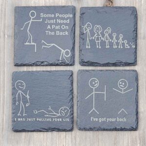 Stick figure slate coaster funny coaster man cave wedding gift table decor