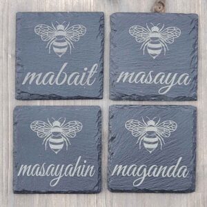 Bee Slate Coasters (Filipino/Tagalog)
